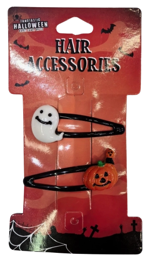 Barrettes Halloween fantôme et citrouille - 2 pcs