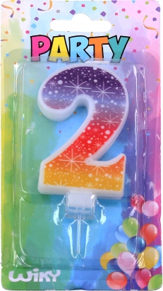 Bougie de fête numéro 2 avec étoiles