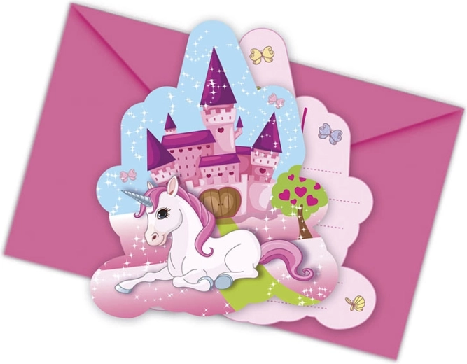 Licorne - invitations avec enveloppe (6 pcs)