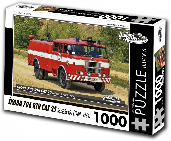 Puzzle Retro-Auta Škoda 706 RTH CAS 25 camion de pompiers 1000 pièces