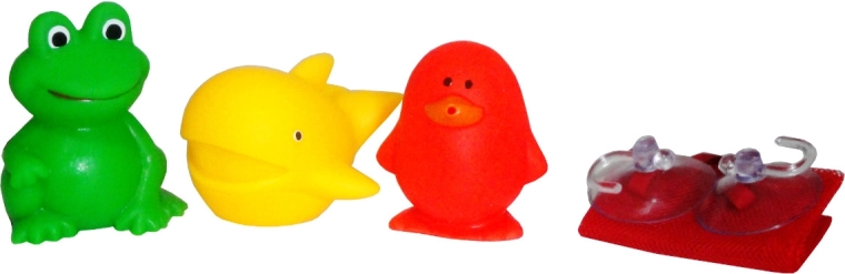 Jouets de bain qui couinent dans un filet – set de 3 pièces