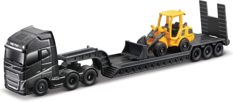 Maisto mini engins de chantier – set du grand tracteur Volvo FH16 avec tombereau Volvo A25G