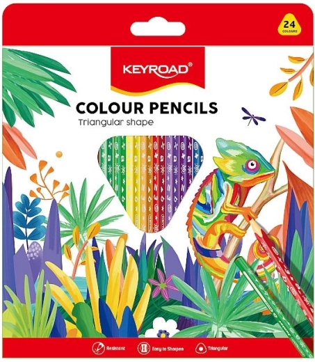 Crayons de couleur KEYROAD triangulaires 24 couleurs