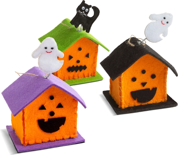 Décoration textile d'Halloween en forme de maison - 1 pièce