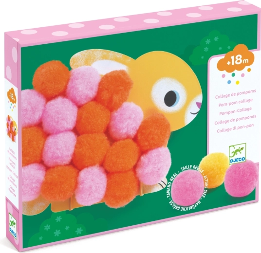 Djeco collages avec pompons – animaux pour tout-petits