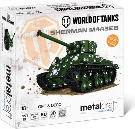 Modèle métallique du char Sherman M4A3E8 Metalcraft World of Tanks