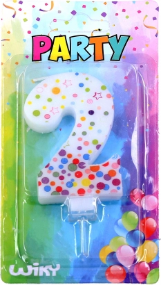 Bougie d’anniversaire chiffre 2 à pois