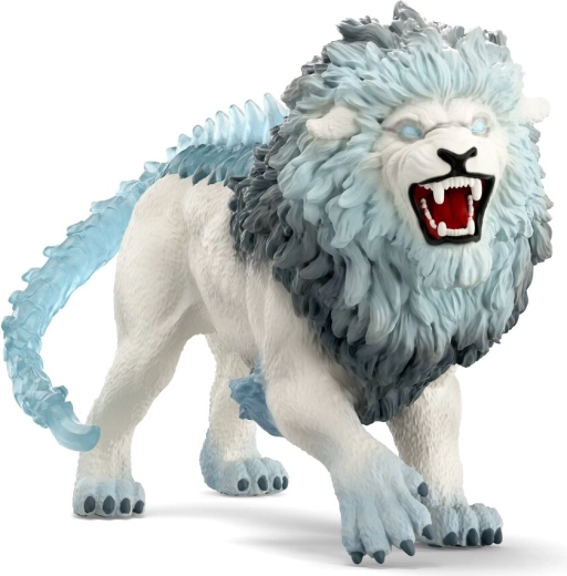 Lion de glace avec cristaux marquants et dentition terrifiante