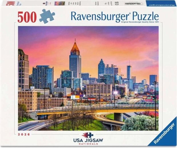 Puzzle Ravensburger USA Jigsaw Nationals : panorama d’Atlanta au crépuscule, 500 pièces