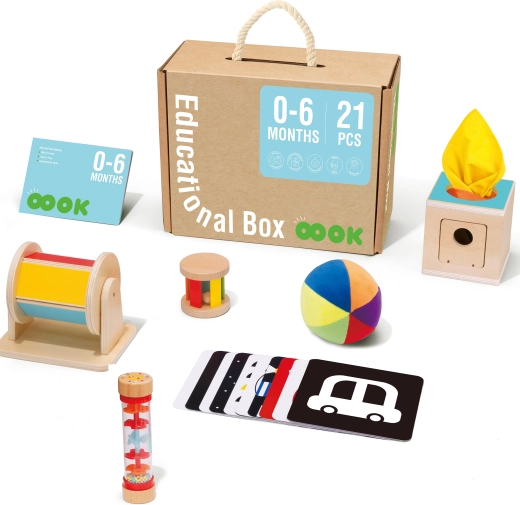 XXL boîte éducative Montessori 6 en 1 pour enfants 0-6 mois