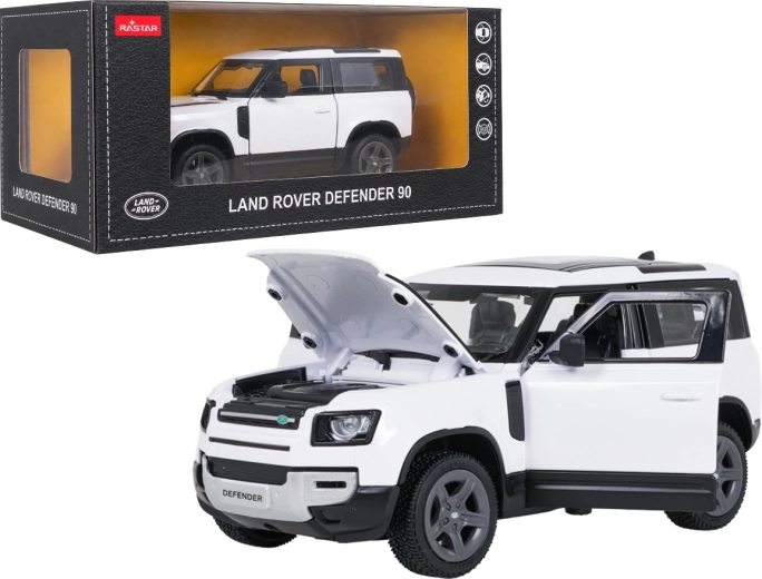 Modèle métallique Land Rover Defender 90 RASTAR à l’échelle 1:24, blanc