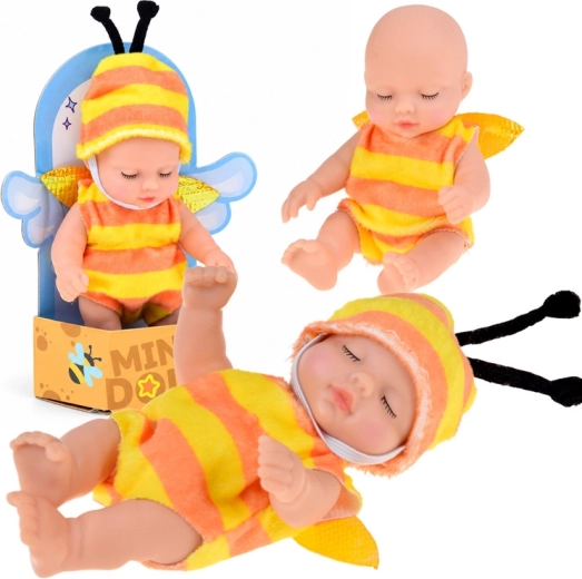 Mini poupée bébé en costume d’abeille 11 cm - 1 pièce