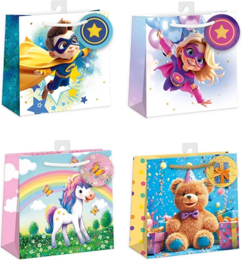 Sac cadeau en papier Argus 16 x 16 x 7,5 cm, assortiment de motifs - 1 pièce