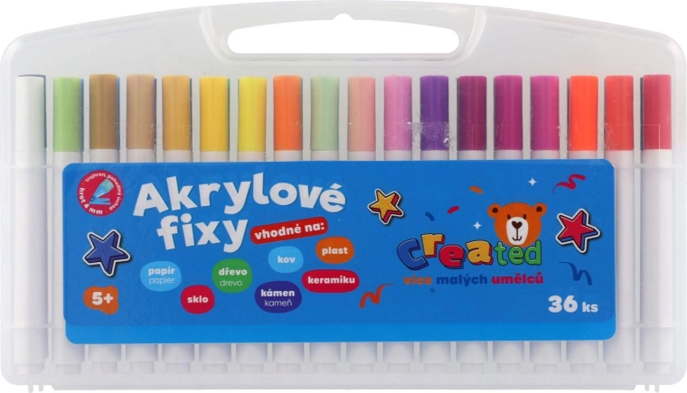 Set de marqueurs acryliques 36 pcs dans une boîte en plastique
