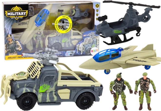 Ensemble militaire pour enfants avec véhicules de combat et avions