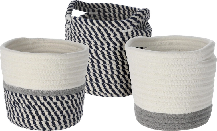 Panier rond en coton 13 cm – mélange de couleurs et de motifs