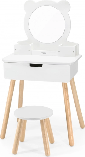 Coiffeuse d'enfants VIGA avec miroir ours et tabouret