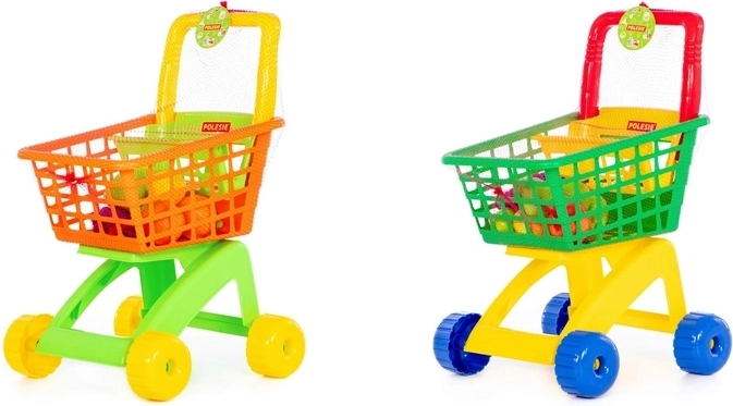 Chariot de courses enfant pour magasin avec set de courses 10 pièces