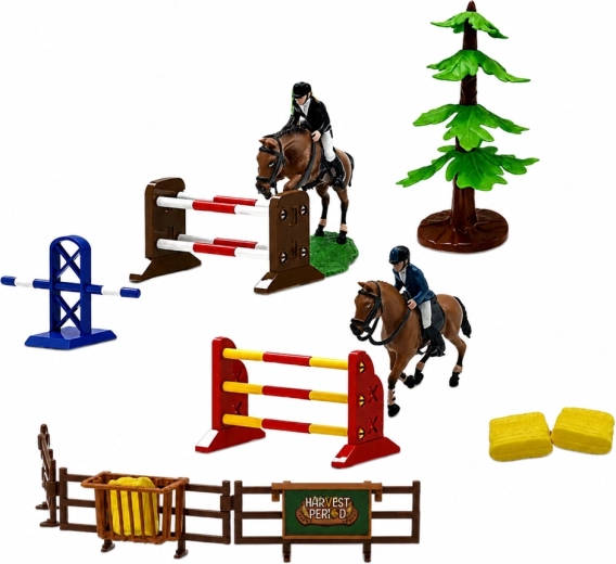 Parcours d’obstacles : obstacles, cavaliers et chevaux