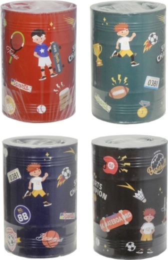Tirelire en métal avec motif sportif
