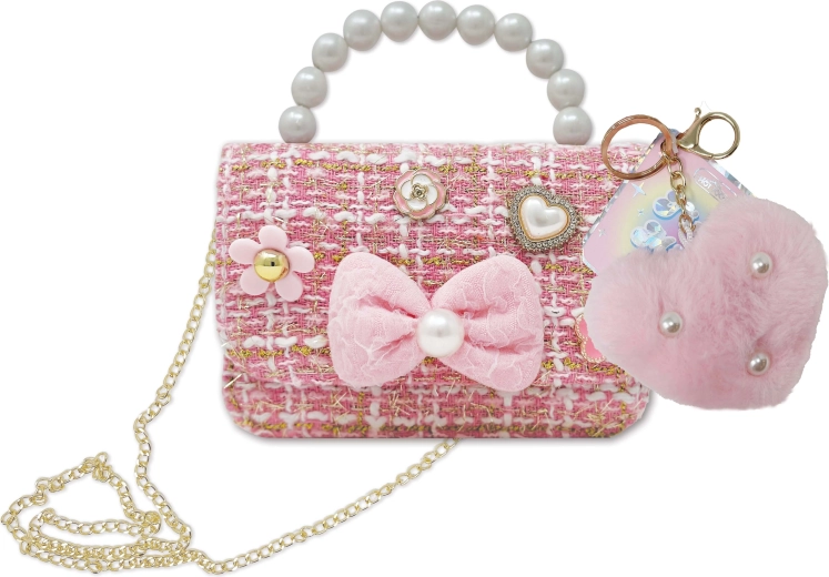 Mini sac à main avec pendentif cœur et perles