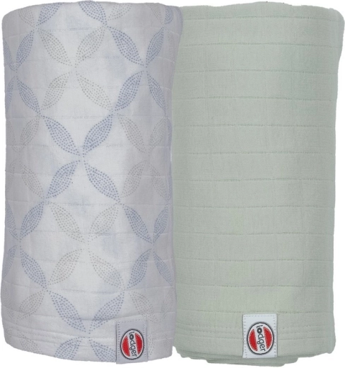 Swaddler Lodger en coton bio Matcha peppermint/blue fogg 110 × 110 cm - 2 pièces