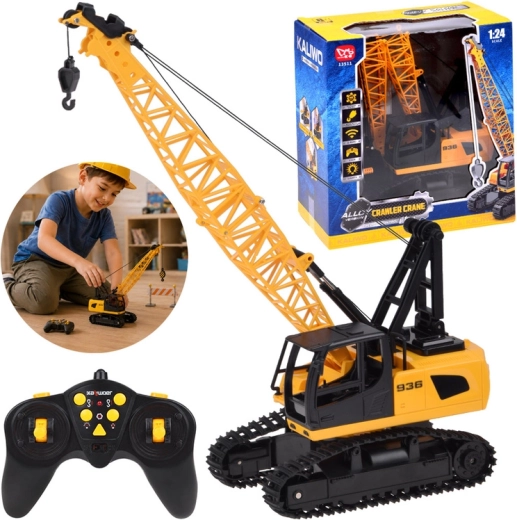 Grue sur chenilles télécommandée avec crochet mobile et lumières LED 2,4 GHz - 1 pièce