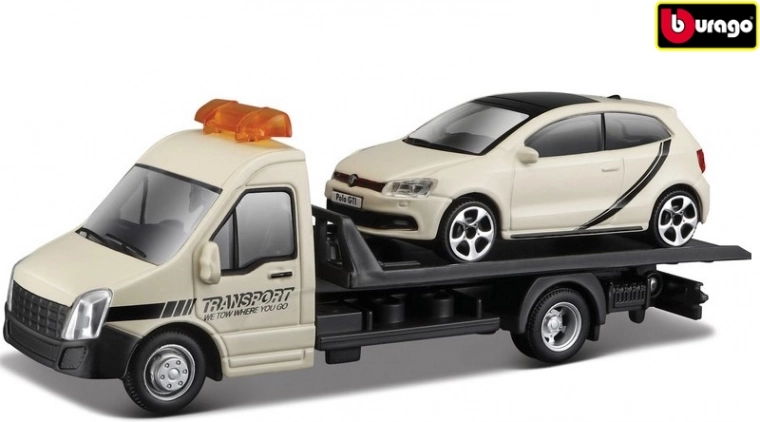 Bburago Street Fire véhicule de transport avec plateau et VW Polo GTI Mk5 1:43