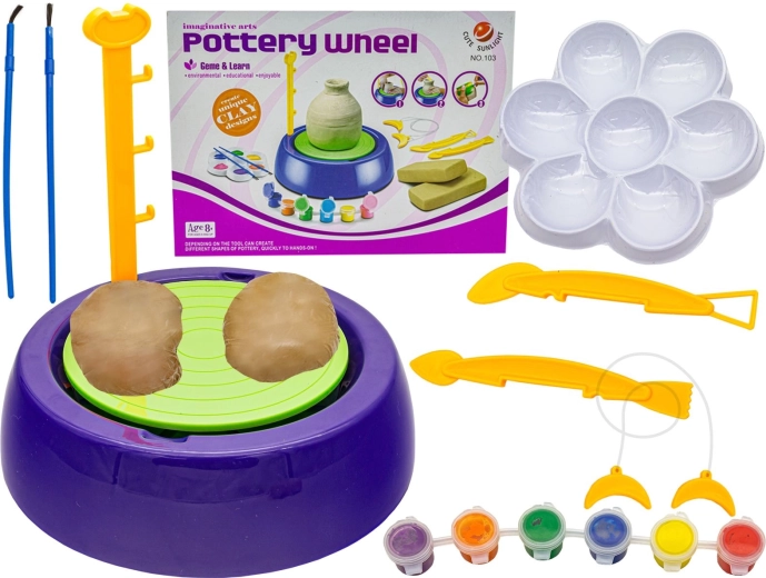 Tour de potier pour enfants pour petits artistes – peintures, pâte à modeler, outils