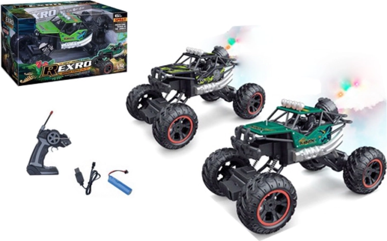 Voiture tout-terrain télécommandée avec grandes roues, lumières et effet fumée