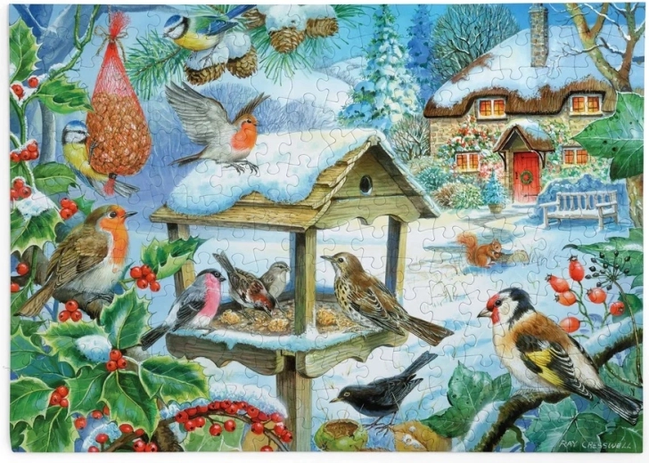 House of Puzzles Puzzle Oiseaux à la mangeoire, 250 grandes pièces