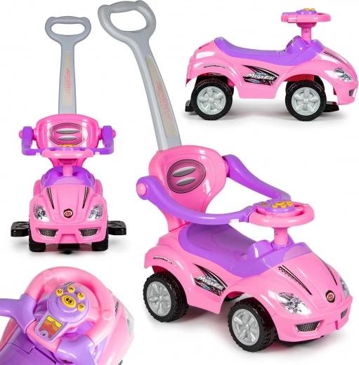 Draisienne enfant 3 en 1 Deluxe avec guidon et panneau musical - rose