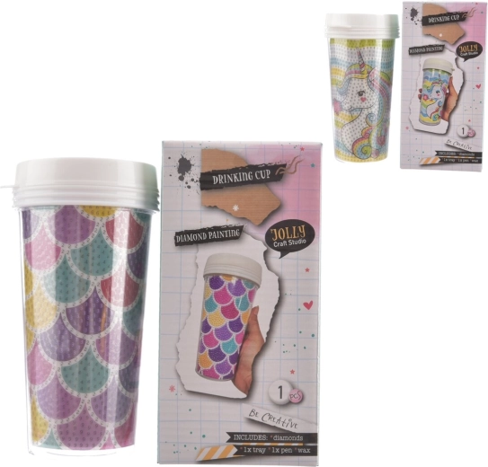 Bouteille en plastique avec motif de diamond painting
