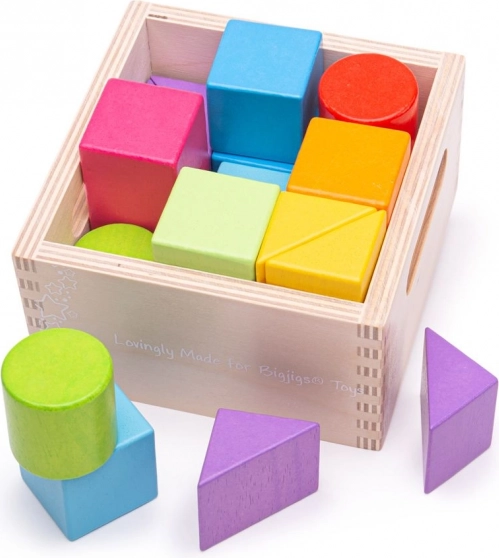 Blocs en bois colorés pour enfants de Bigjigs Toys