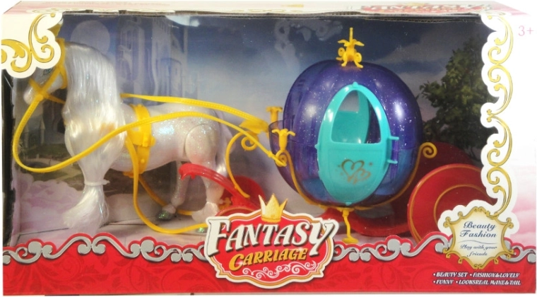 Ensemble de carrosse magique avec cheval scintillant pour poupées