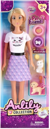 Poupée avec animaux de compagnie et accessoires 30 cm