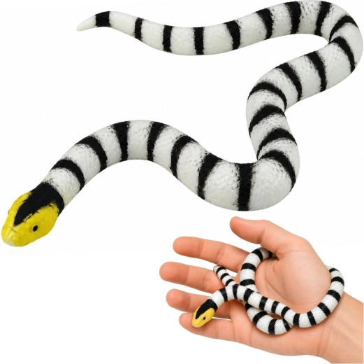 Serpent en caoutchouc réaliste noir et blanc 33 cm