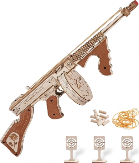RoboTime Maquette mécanique 3D en bois – pistolet mitrailleur THOMPSON