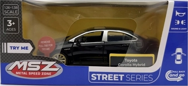 Modèle réduit de voiture MSZ Toyota Corolla Hybrid avec effets lumineux et sonores, noir