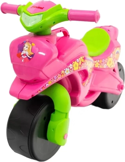 Draisienne pour enfants Doloni en forme de moto rose-vert