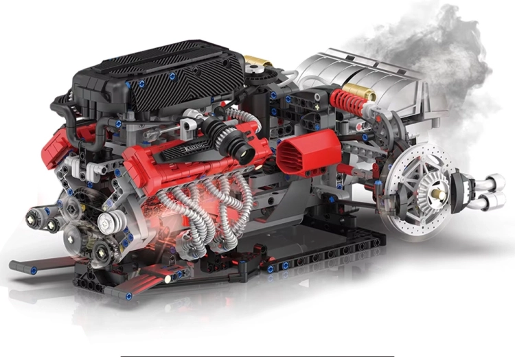 Moteur V12 réaliste avec mécanismes fonctionnels