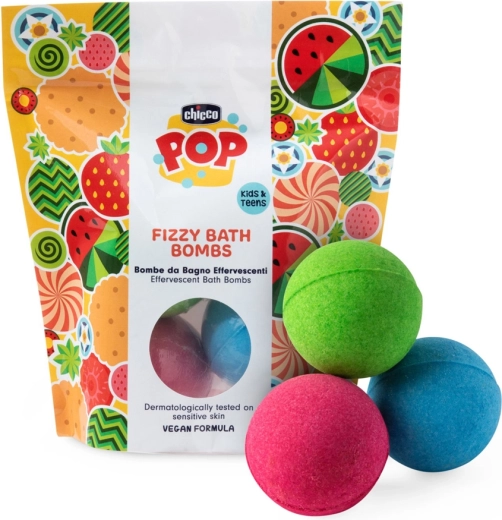 Chicco POP bombes de bain effervescentes pour enfants et ados 3 pcs