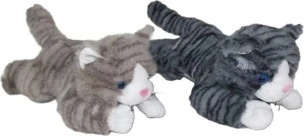 Chat en peluche couché avec son, 30 cm - 1 pièce