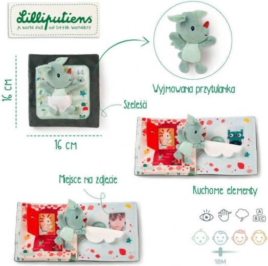 Livre textile avec mini doudou toc, toc – petit dragon JOE de LILLIPUTIENS, 18 m+