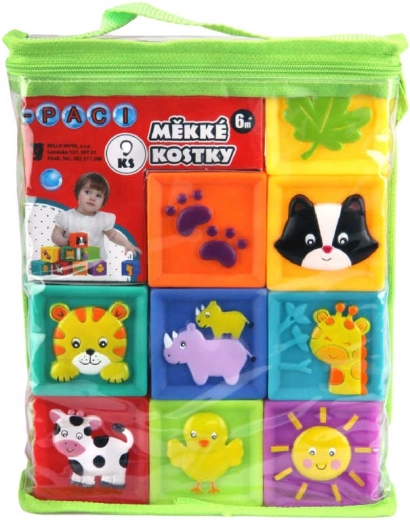 Cubes souples et couineurs Paci-Paci avec animaux - 9 pièces