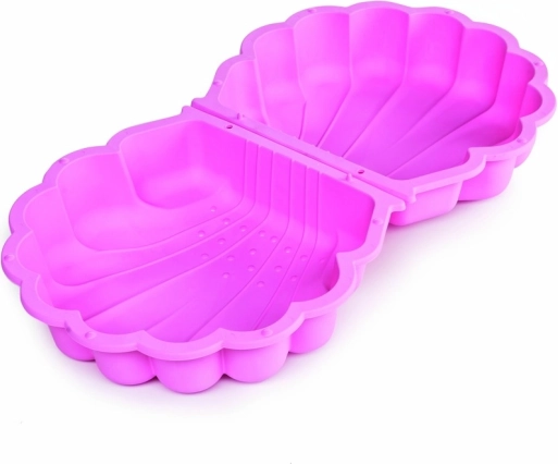 Bac à sable rose en forme de coquillage avec couvercle