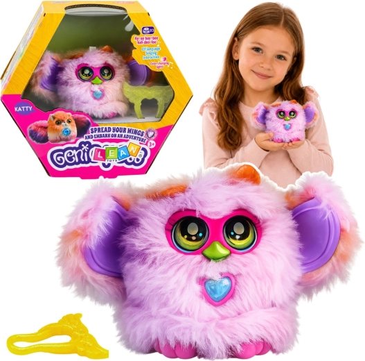Genie Pets – petite créature interactive en peluche avec lumières et sons, avec pendentif à clipser, violet