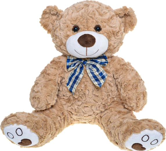 Ours en peluche assis marron clair avec nœud 30 cm