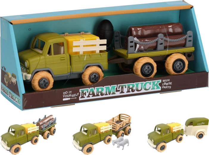 Camion de ferme avec remorque 26 cm, plastique, assortiment de modèles