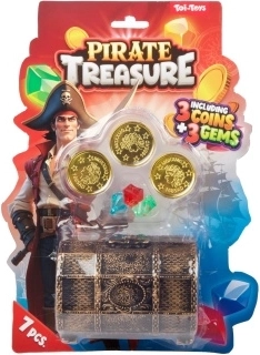 Coffre de pirate avec pièces et gemmes pour enfants